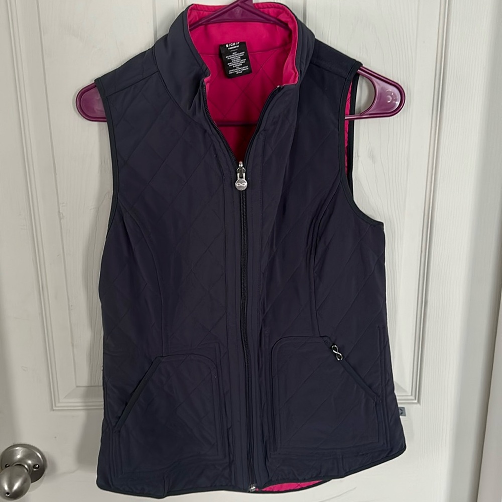 Cherokee Uniform Infinity Scrub vest reversible gray & bright pink size small